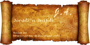 Jordán Anikó névjegykártya
